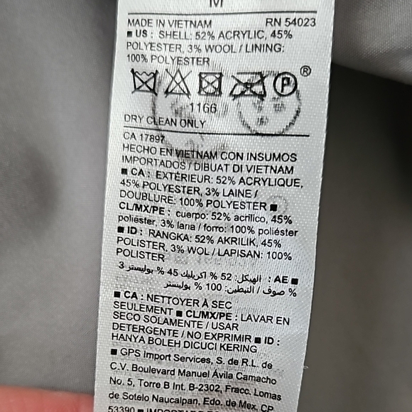 Old Navy Woman's Gray Double Breasted Wool Pea Coat. Sz: M - Picture 6 of 7